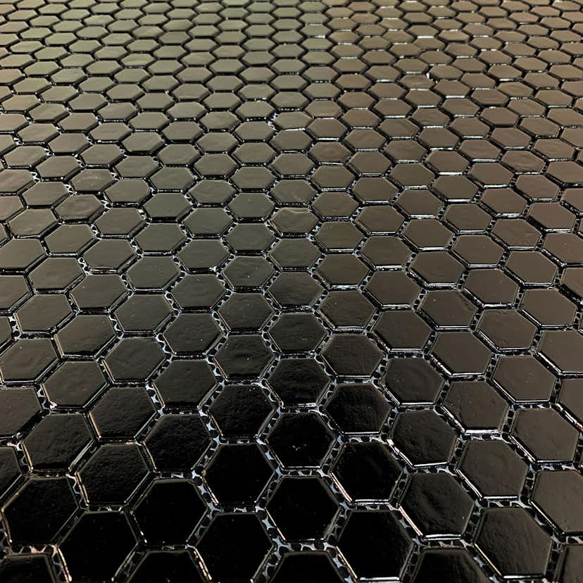 Mosaik Tenfors Hexagon Svart 2,5x2,5 cm