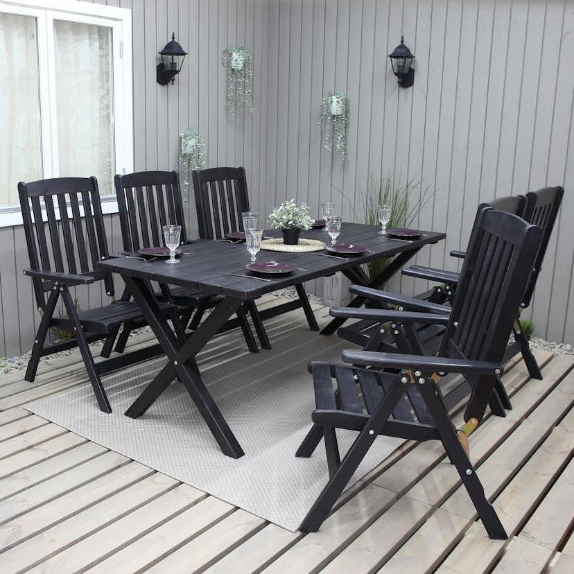 Trädgårdsmöbel Baltic Garden Olivia Svart 6-sits