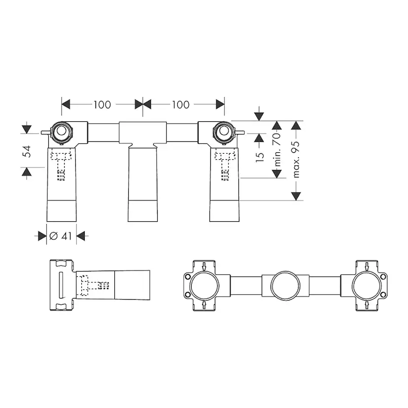 Inbyggnadsdel Hansgrohe till 3-håls Blandare