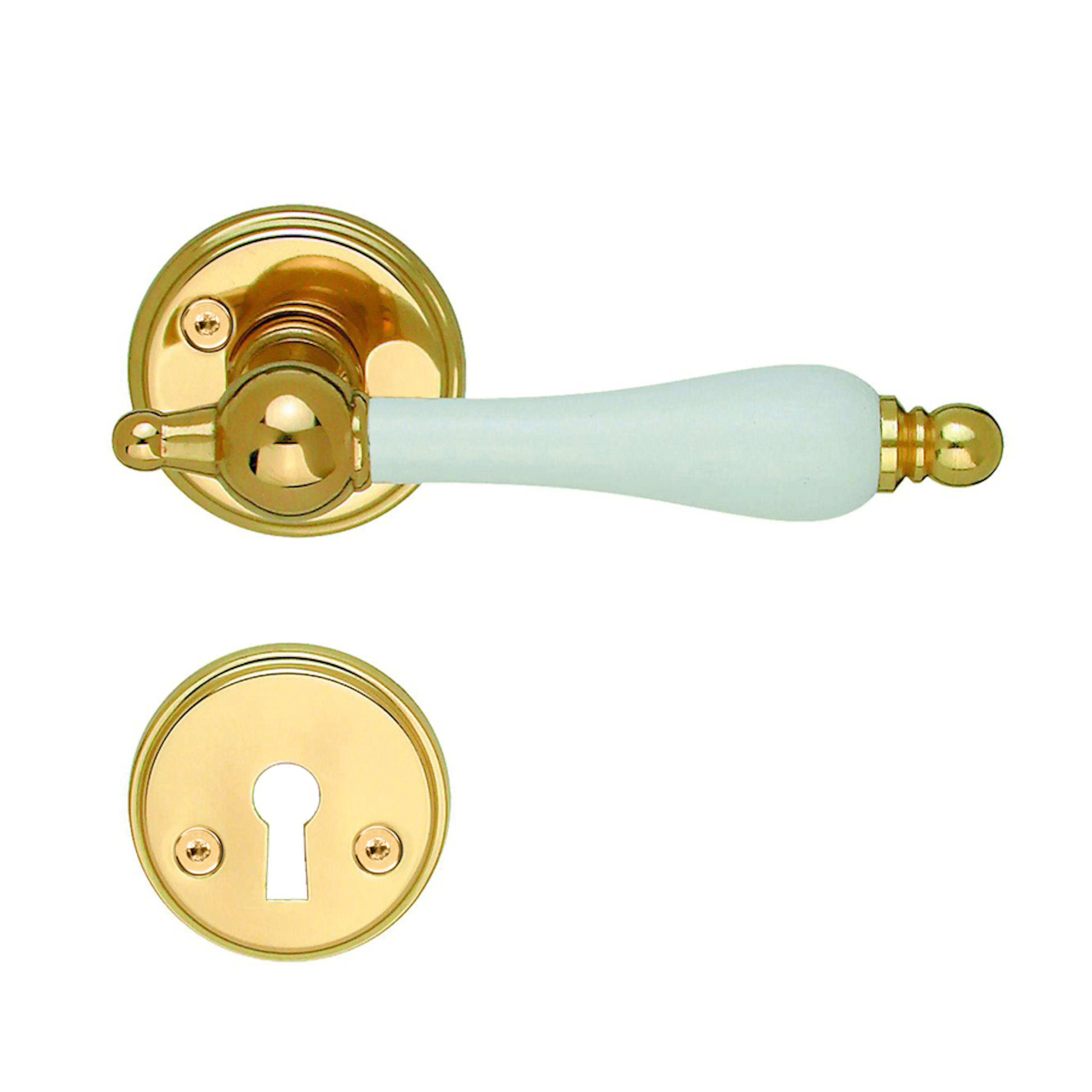 Innerdörrhandtag Beslagsboden B275XPNS Mässingsfinish/Vit