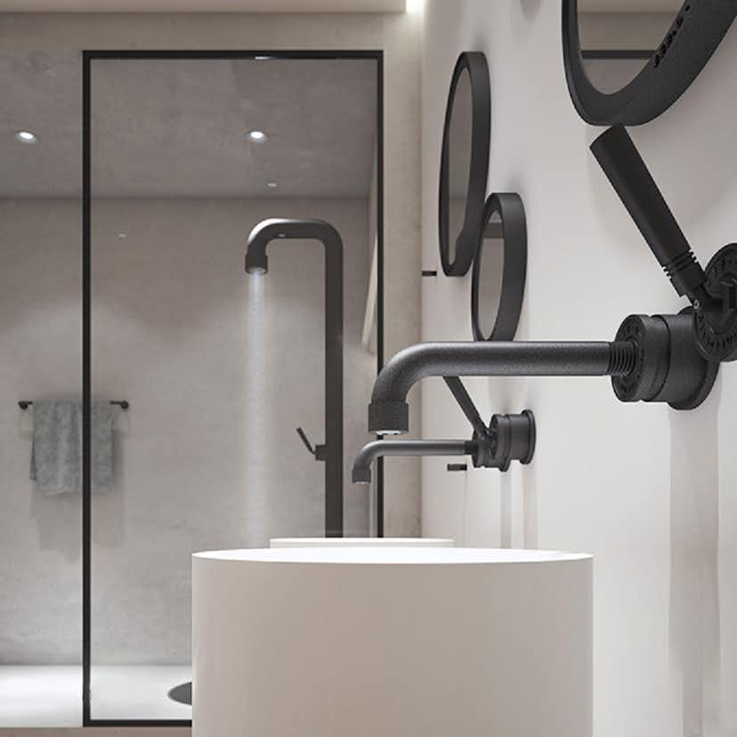 Inom- & Utedusch JEE-O Soho Dusch 01 Fristående Mattsvart Rostfritt Stål