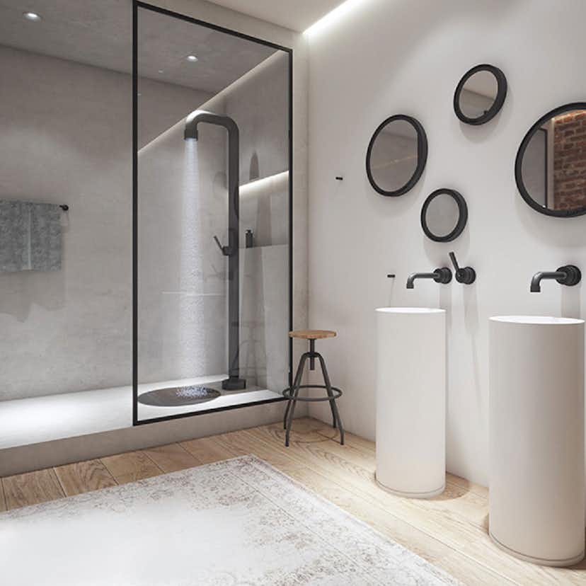 Inom- & Utedusch JEE-O Soho Dusch 01 Fristående Mattsvart Rostfritt Stål