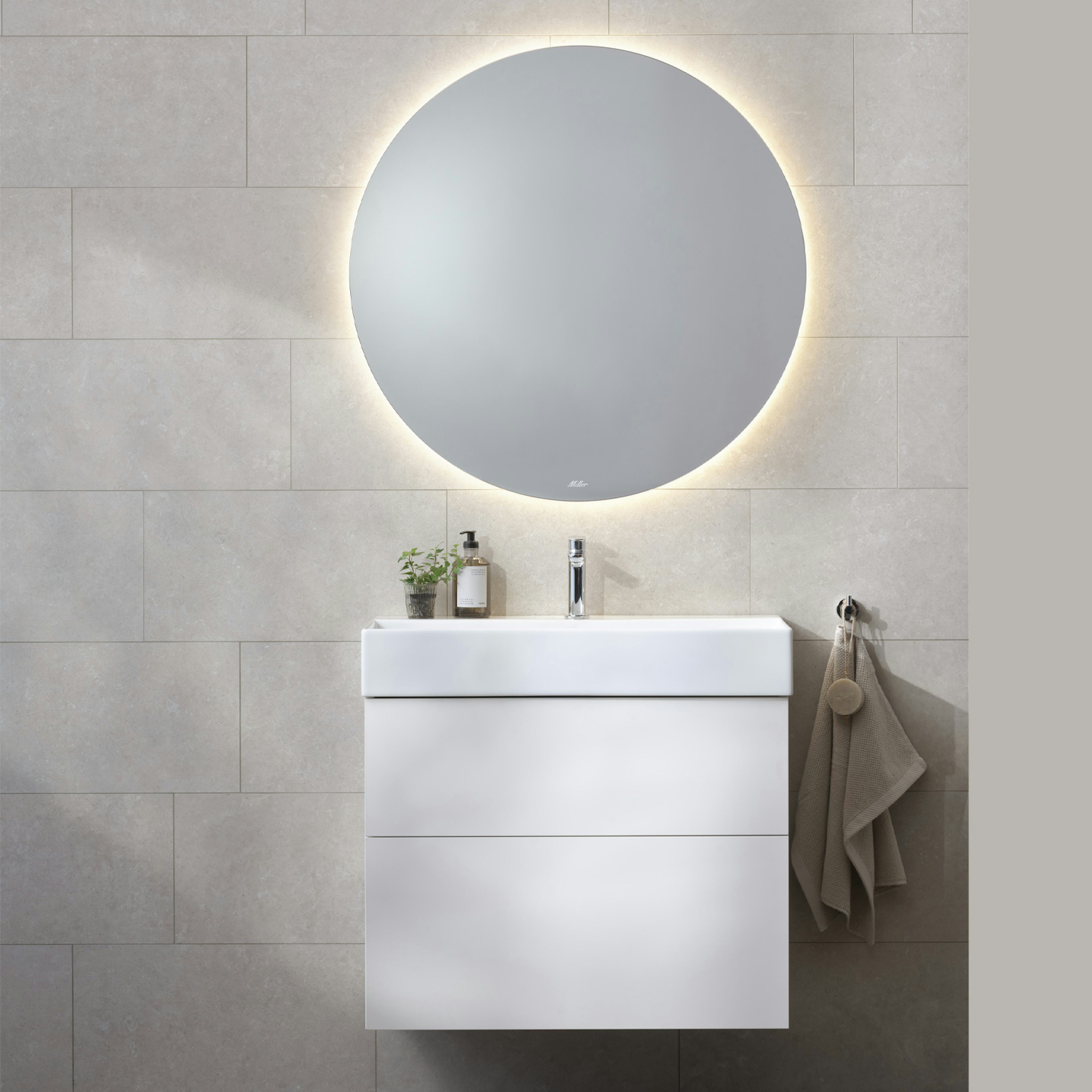 Möbelpaket Miller Badrum New York med Bloc Tvättställ och Ambient Spegel