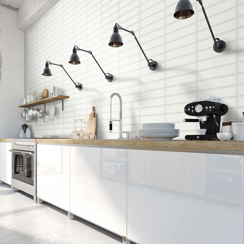 Kakel Arredo Metro Biselado Blank Vit 10x30 cm