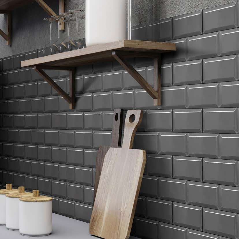 Kakel Arredo Metro Biselado Matt Svart 7,5x15 cm