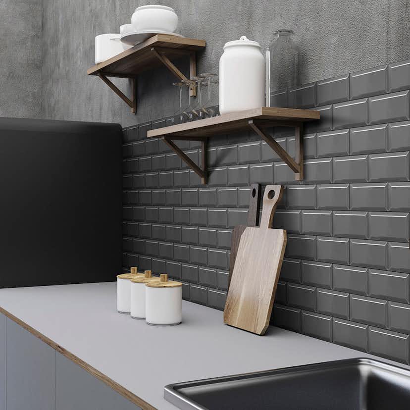 Kakel Arredo Metro Biselado Matt Svart 7,5x15 cm