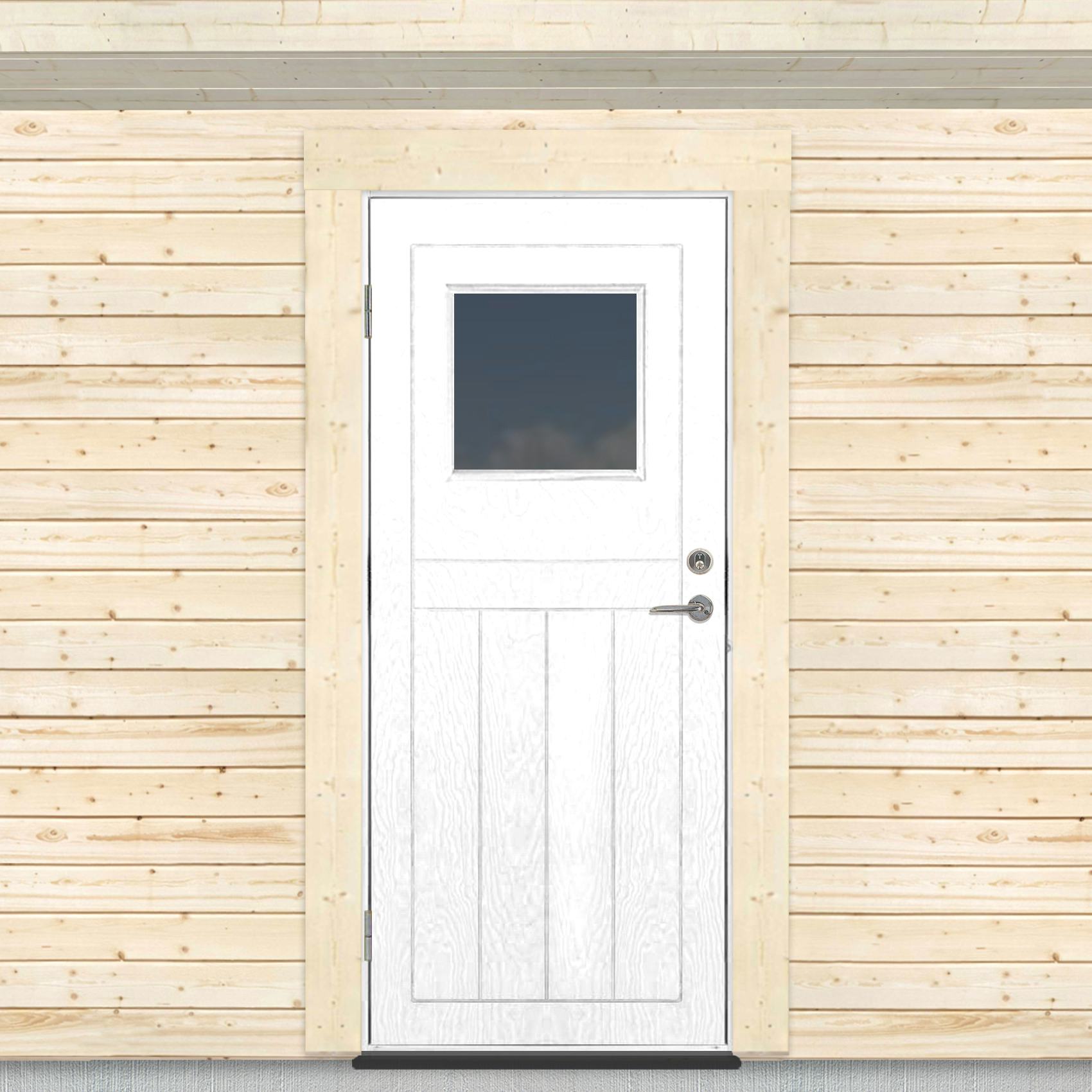 Kallförrådsdörr Sveadörren Glasfönster Grundmålad