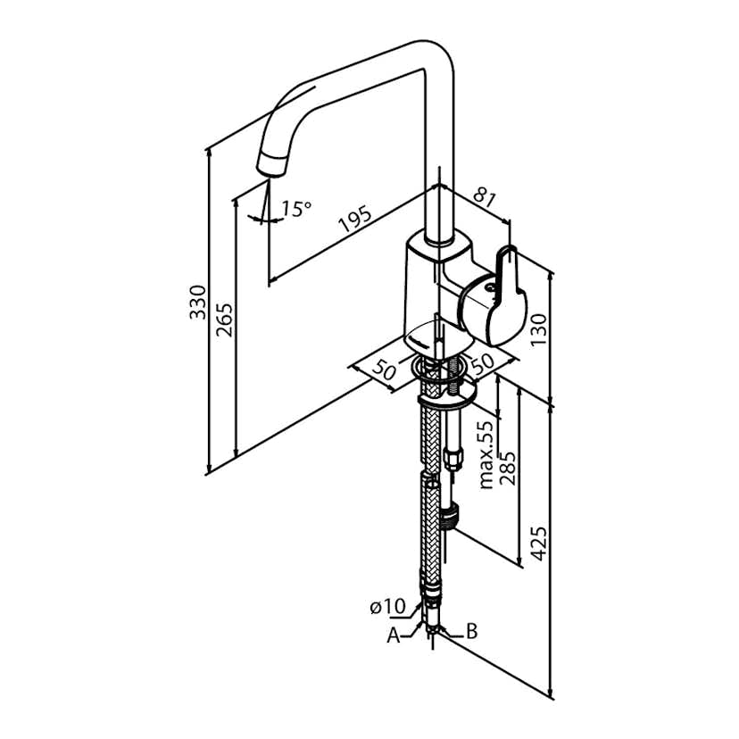 Köksblandare Damixa Pine med Hög Pip