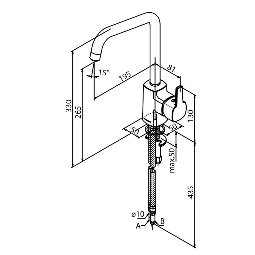 Köksblandare Damixa Pine med Hög Pip