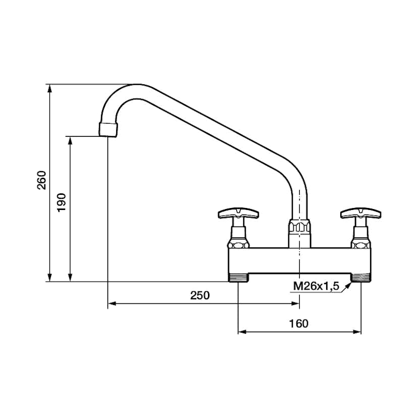 Köksblandare FM Mattsson Rogen Tvågrepp 160 cc