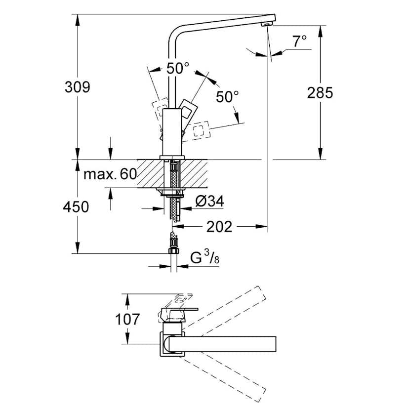 Köksblandare Grohe Eurocube 31255