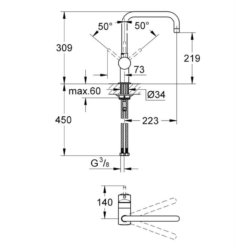 Köksblandare Grohe Minta 32488 Med U-pip
