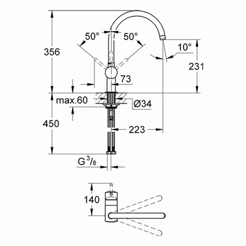 Köksblandare Grohe Minta 32917 Med C-pip