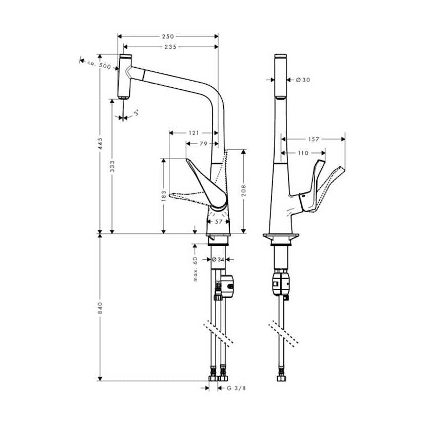 Köksblandare Hansgrohe Metris Select 320 med Utdragbar Pip