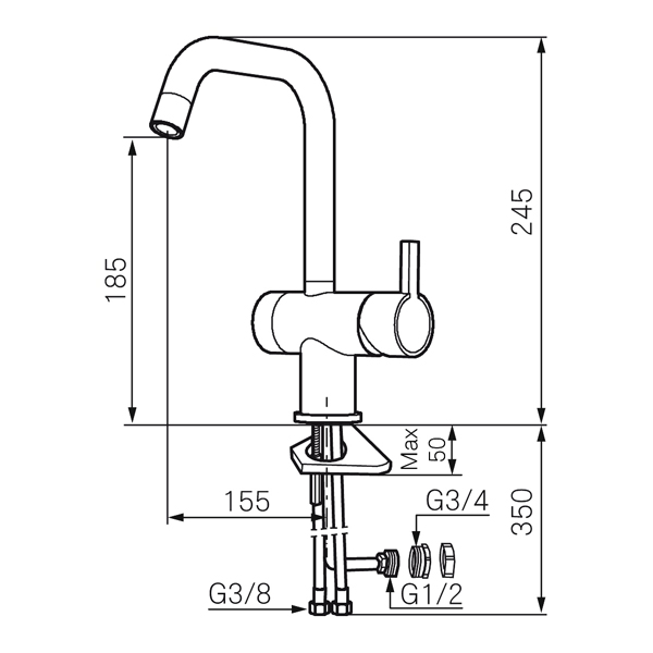 Köksblandare Mora Rexx K7 Krom/Svart