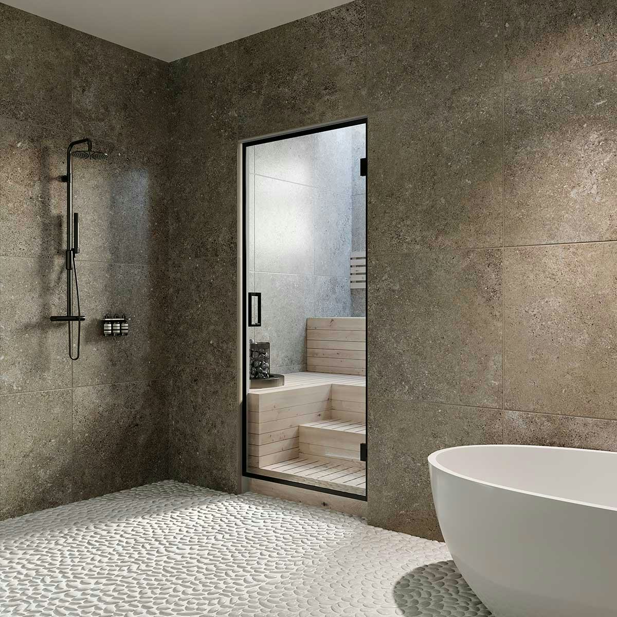 Bastudörr Hietakari Bläk New York Glasdörr