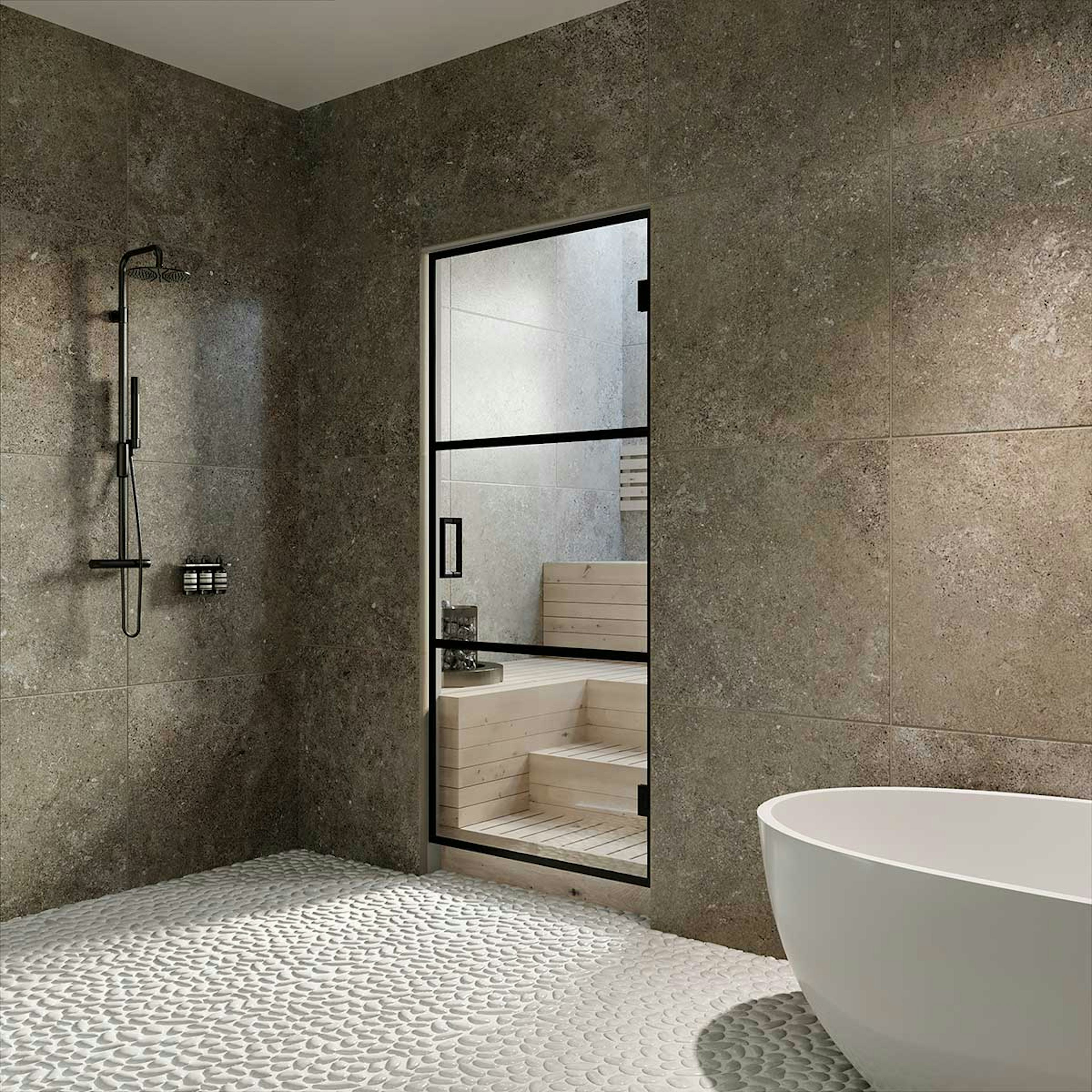 Bastudörr Hietakari Bläk Tokyo Glasdörr