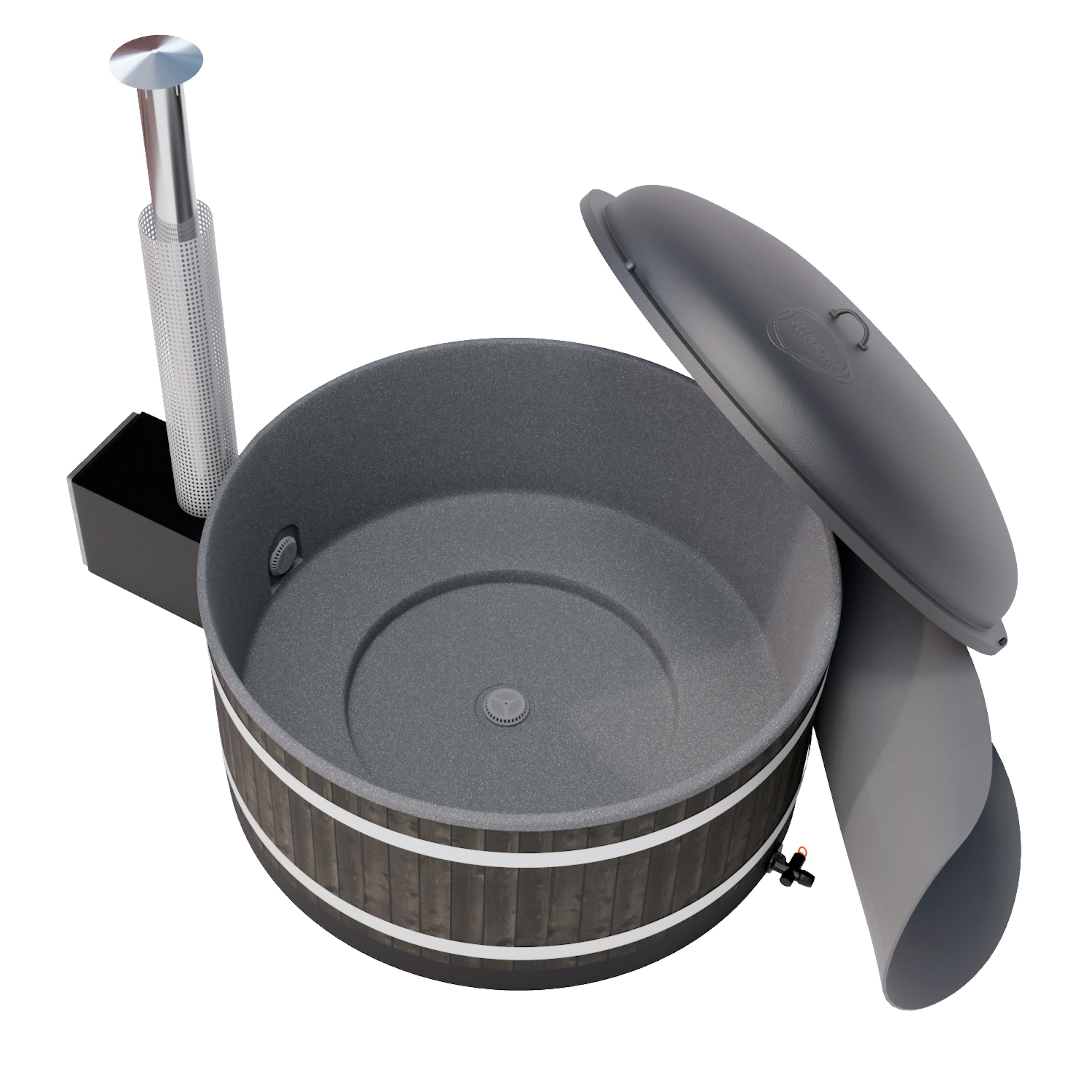 Vedeldad Badtunna Kirami Chill M MICU Dubbla Lock & Vedkamin