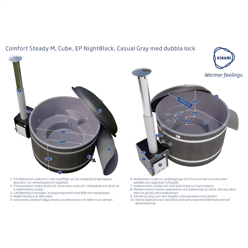 Badtunna Kirami Steady M CUBE med Dubbla Lock