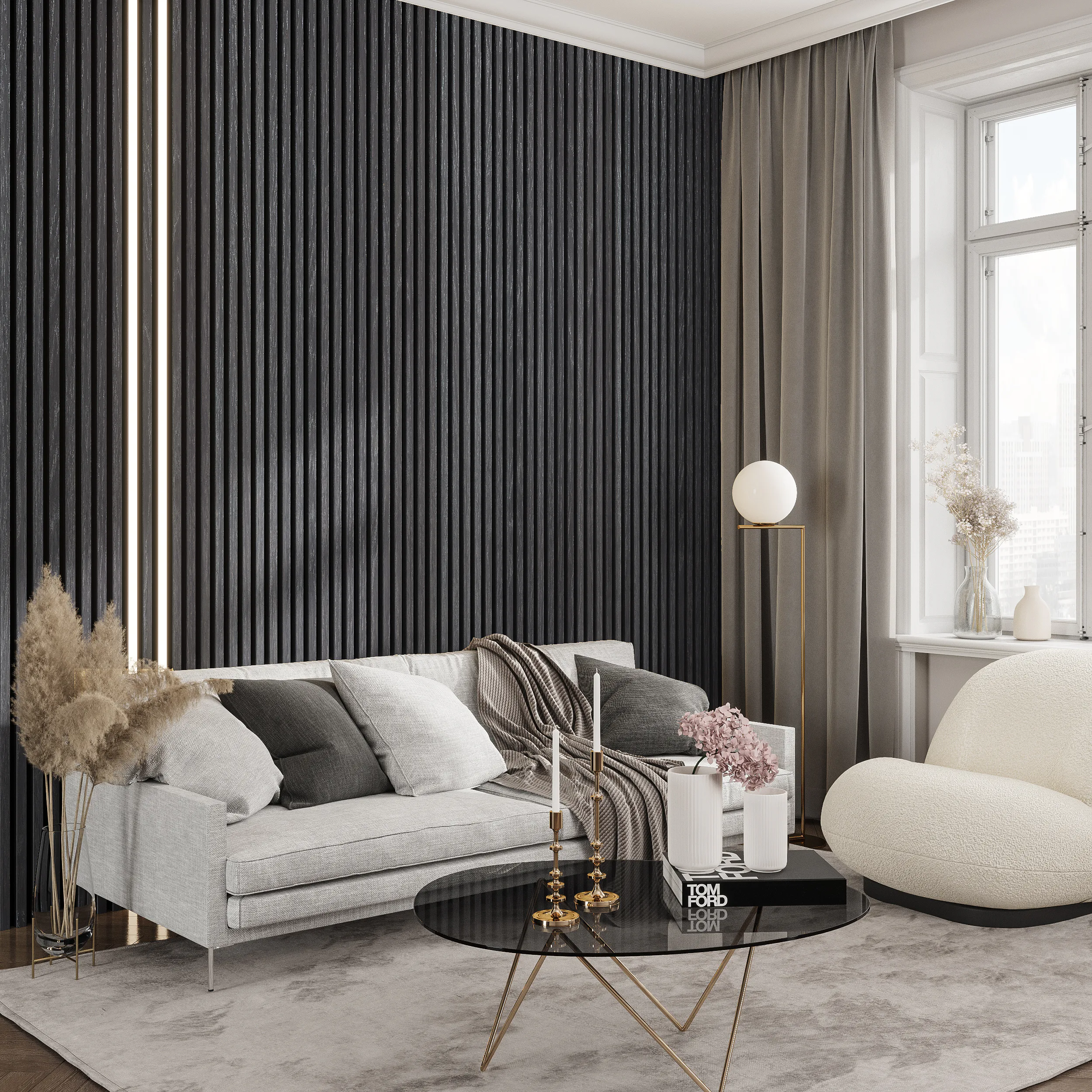 LED-Belysning Wood on wall Akustikpanel Smal