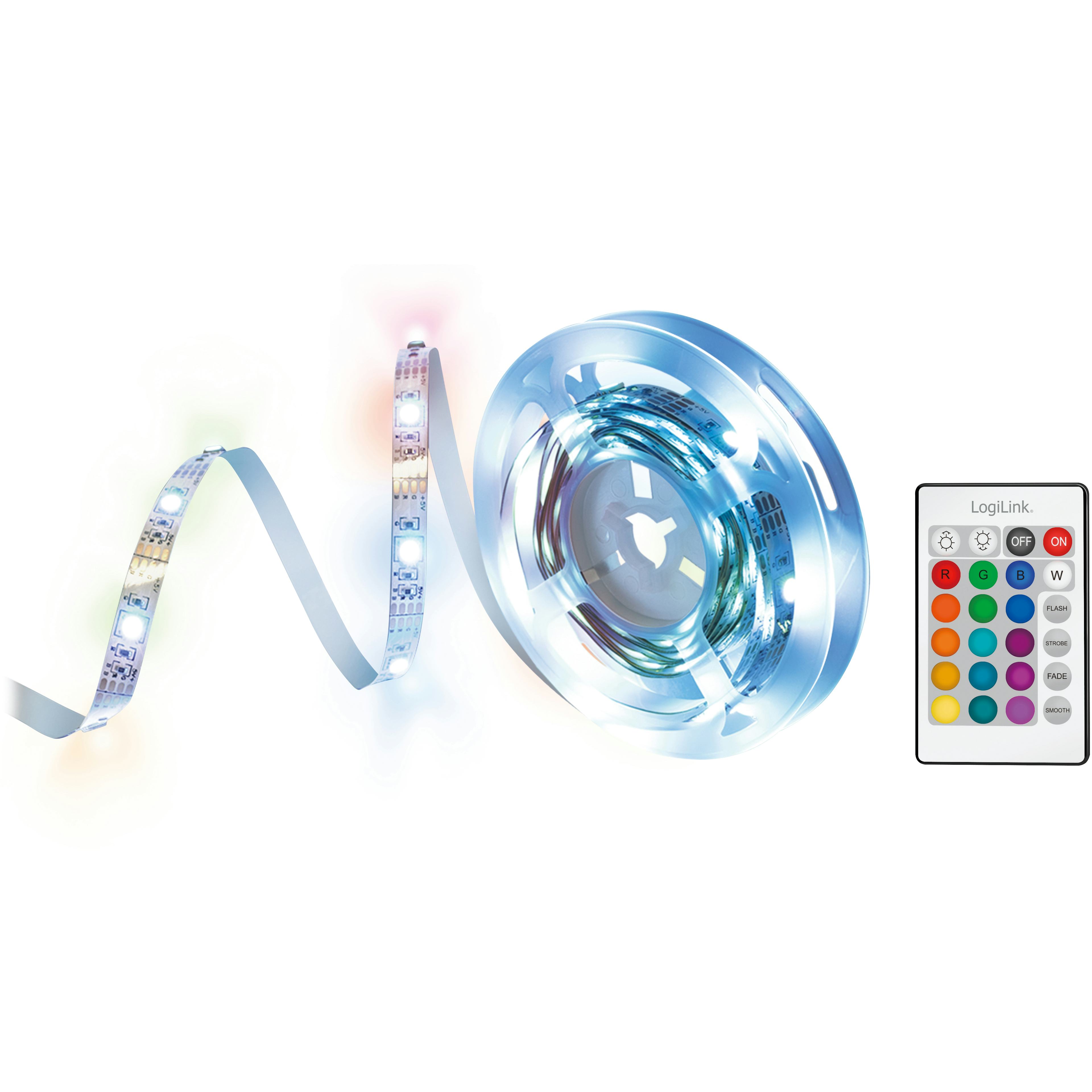 RGB LED-strip LogiLink Med Fjärr 3 m