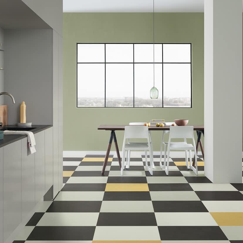 Linoleumgolv Forbo Marmoleum Click Lemon Zest 30x30 cm, Grön med Klickläggning