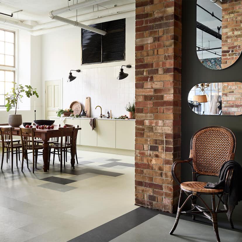 Linoleumgolv Forbo Marmoleum Click Nebula 30x30cm Grå med Klicksystem