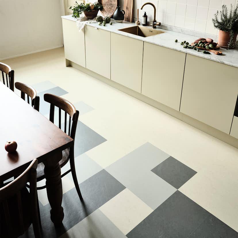 Linoleumgolv Forbo Marmoleum Click Orbit Grå 30x30cm med Klicksystem