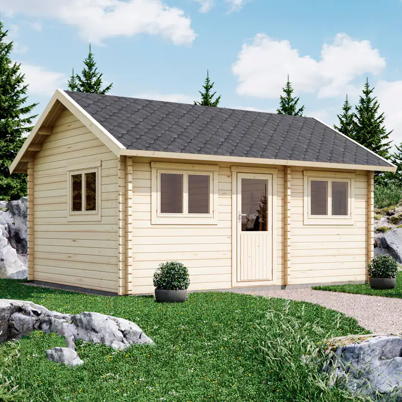 Attefallshus Luoman Lillevilla 100C-4 22,04 m² med Sadeltak & Loft i Trä