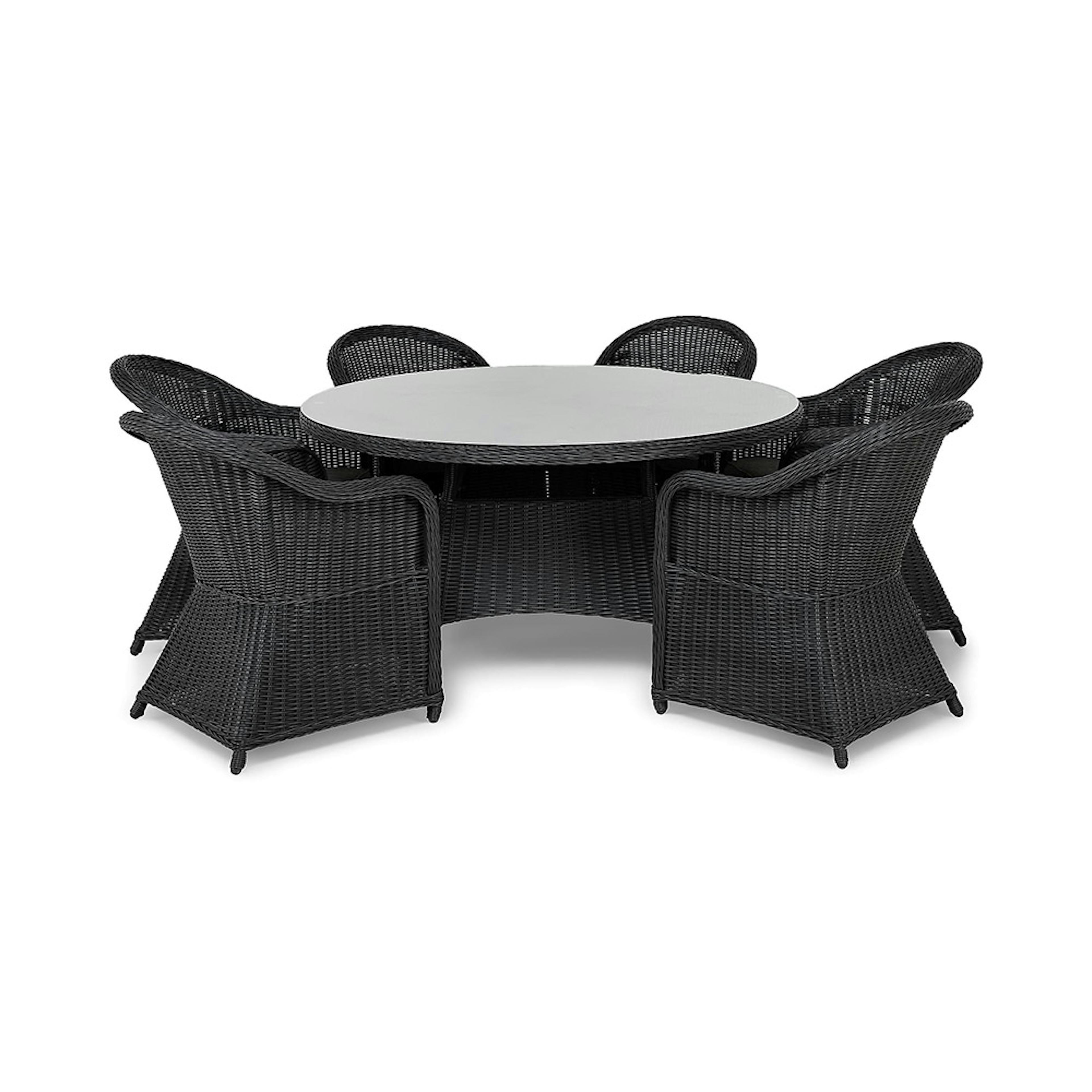 Matgrupp Utomhus Comfort Garden Marcus 140 Rund med 6 Light Utefåtöljer inkl. Dyna