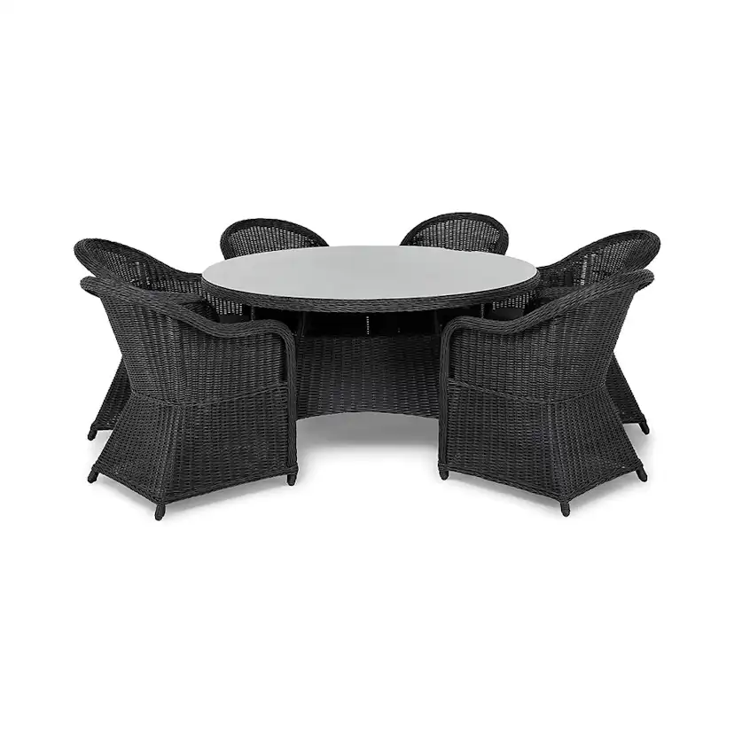 Matgrupp Utomhus Comfort Garden Marcus 140 Rund med 6 Light Utefåtöljer inkl. Dyna