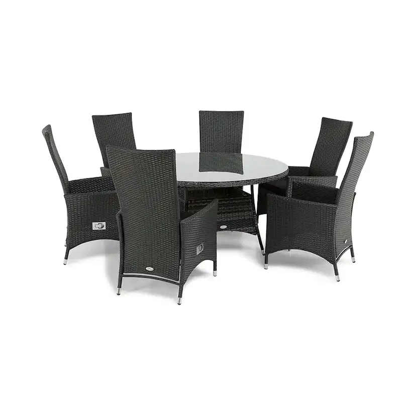 Matgrupp Comfort Garden Thor Bord Gråsvart med 6 Jenny Fåtöljer