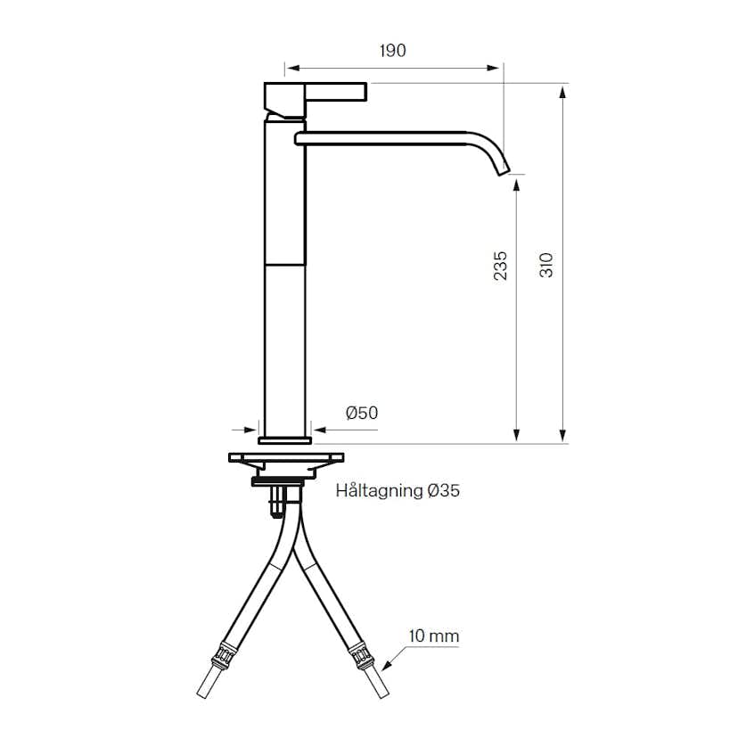 Tvättställsblandare Tapwell ARM081 Hög Pip