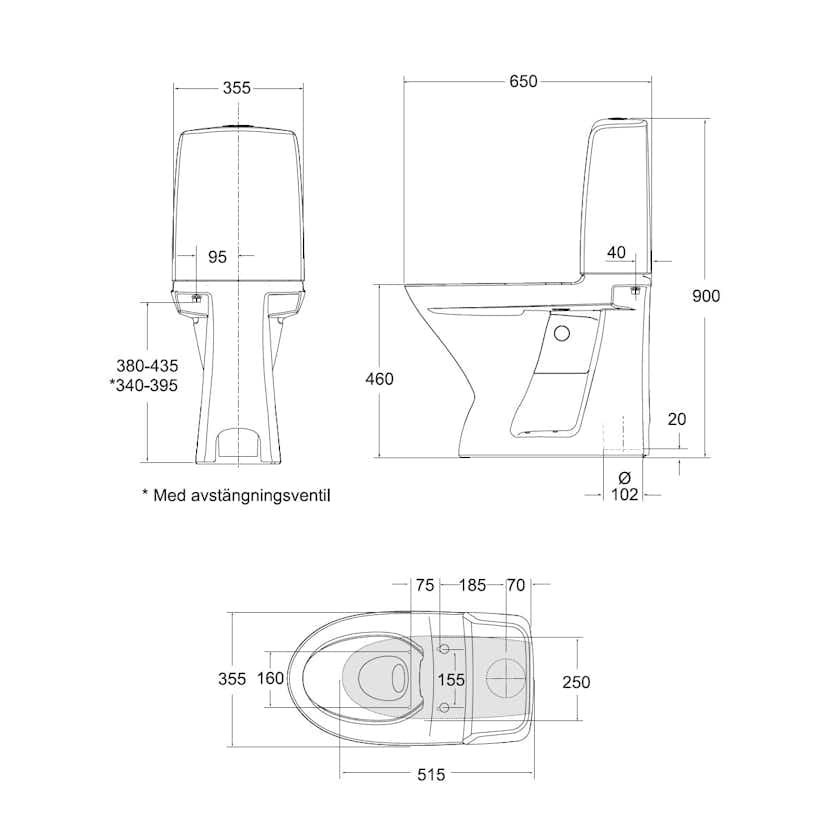 Toalettstol Ifö Spira 6261 Rimfree Hög Modell för Limning