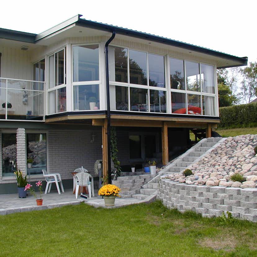 Skjutfönster med fast underdel Landskap Stadig Förlängd sommar 3-del