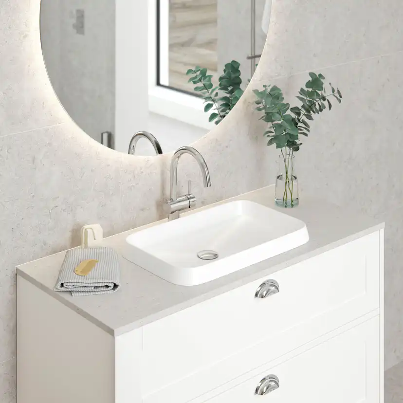 Bänkskiva INR Level Grand Dubbel med Hål för Blandare