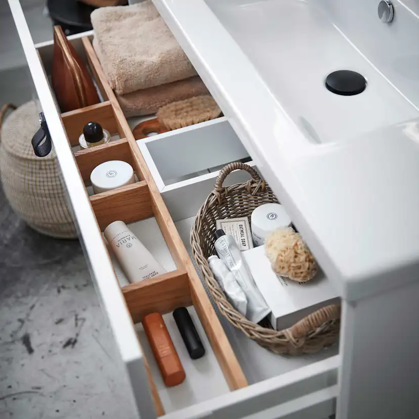 Tvättställsskåp Miller Badrum Brooklyn 100 med Lådor för Heltäckande Tvättställ