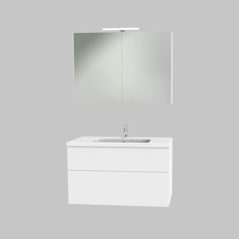 Möbelpaket Miller Badrum New York 1000 med Tvättställ och Spegelskåp