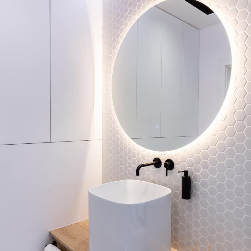 Spegel Vidi Moon Rund med LED-belysning