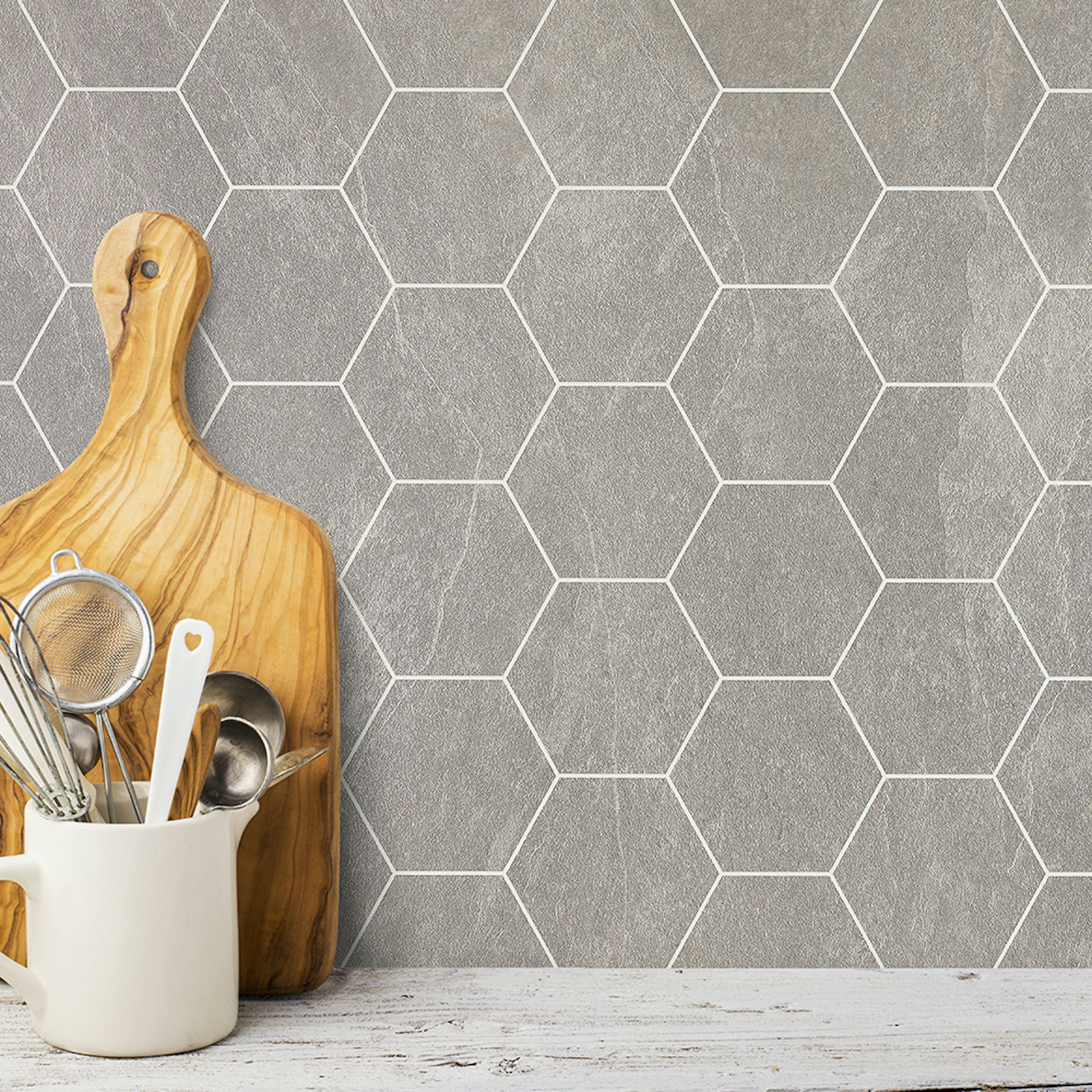Väggskiva BerryAlloc Kitchen Wall Skiffer Nat Hexagon