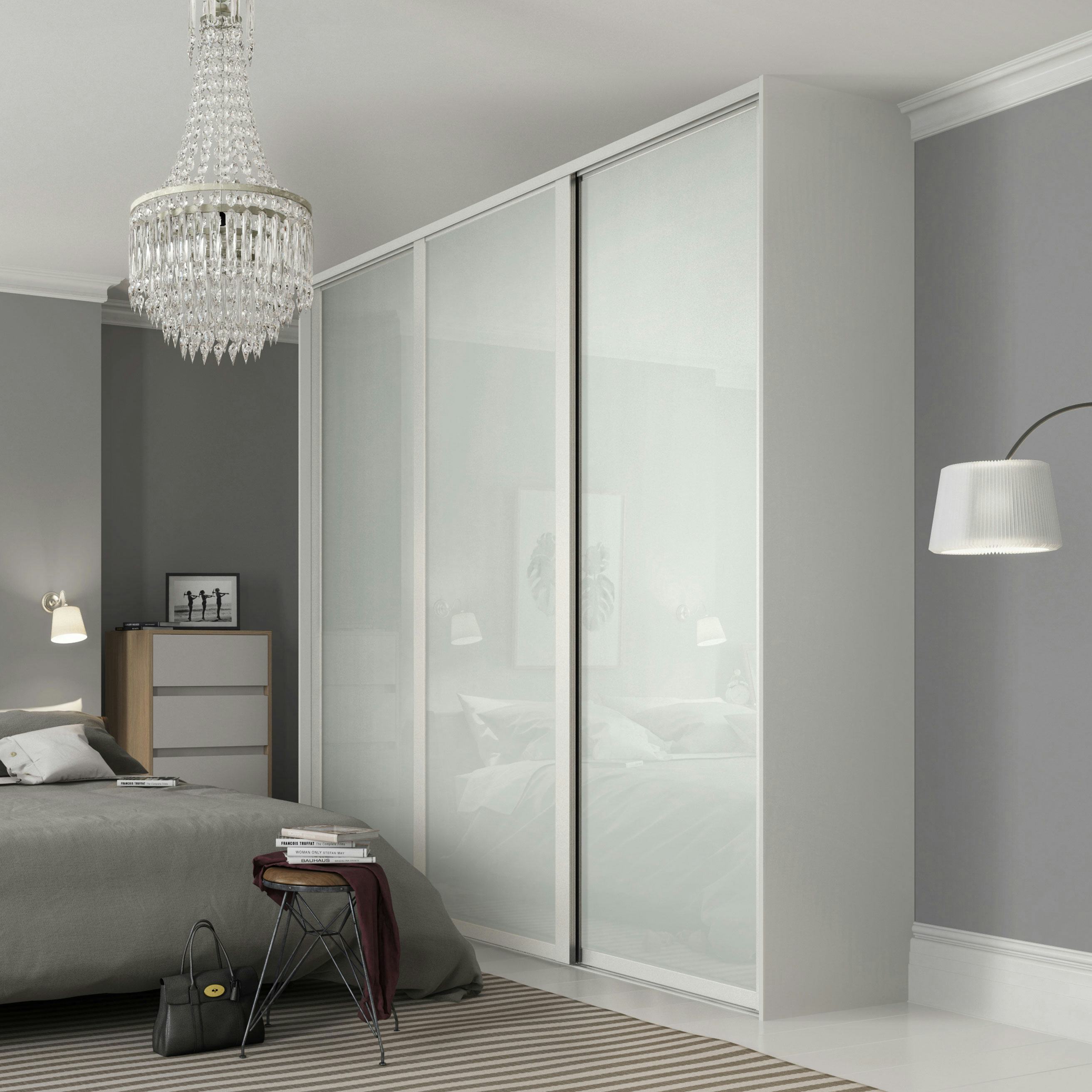 Skjutdörr Lundbergs Nordic Vitt Glas