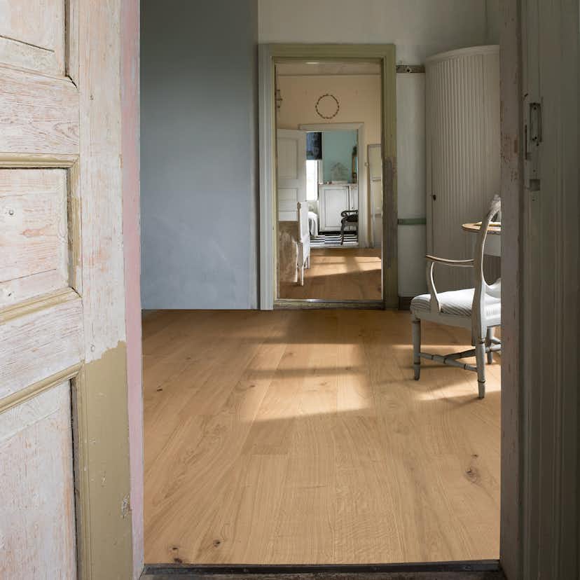 Parkettgolv Kährs Nouveau White Mattlackad Borstad Vit Ek 1-stav