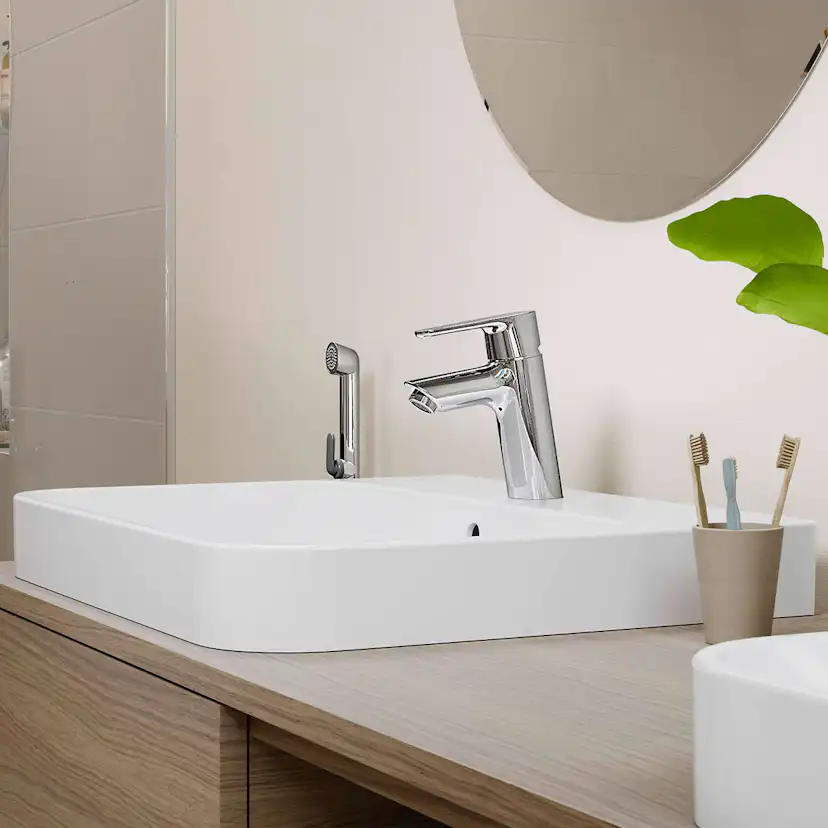 Tvättställsblandare Oras Optima 2612F med Självstängande Handdusch