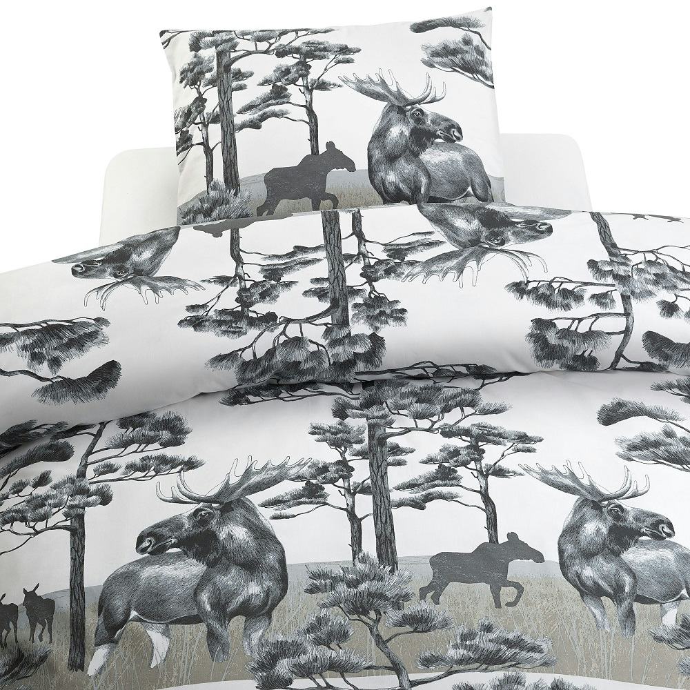 Påslakanset Borganäs of Sweden Älg Grå Enkelsäng