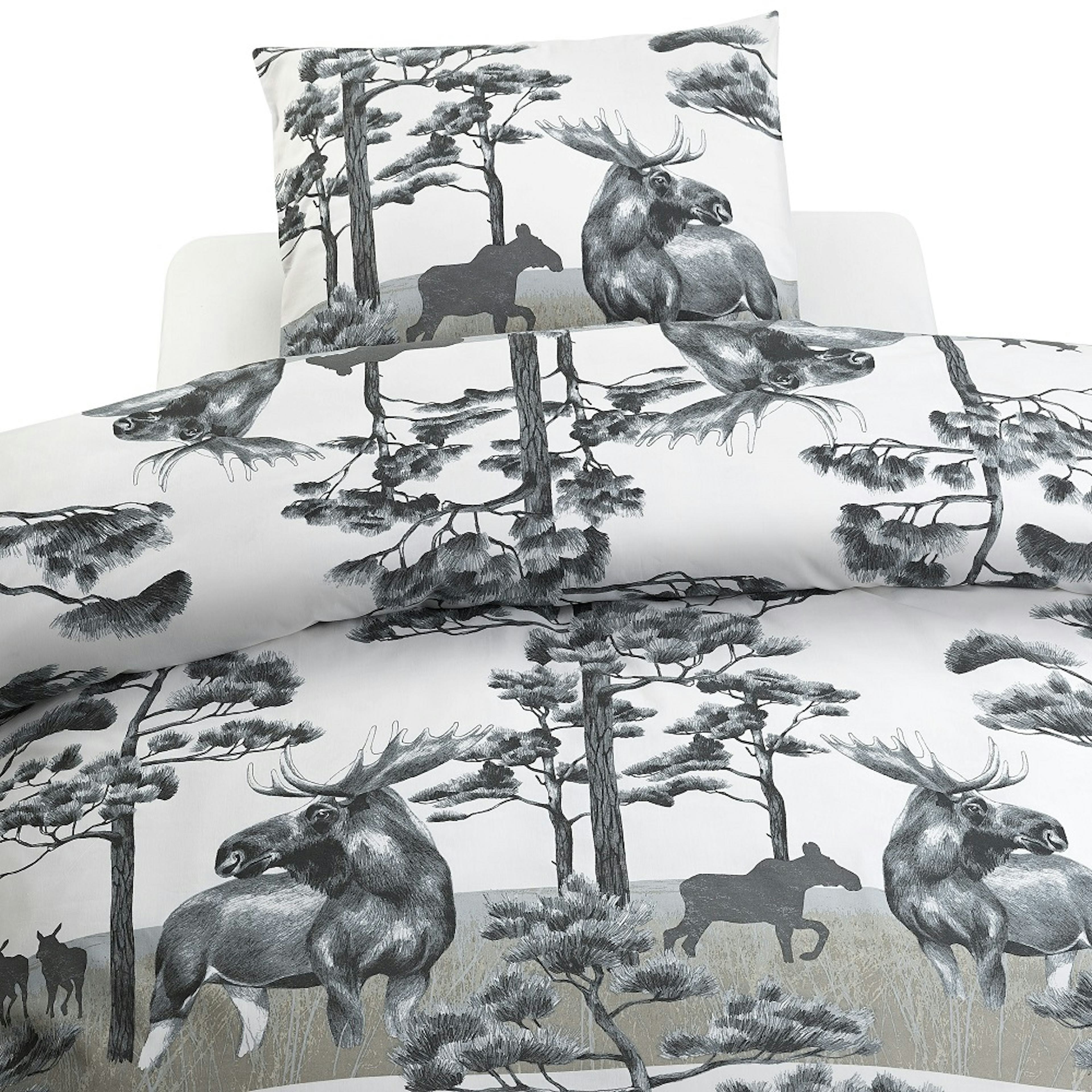 Påslakanset Borganäs of Sweden Älg Grå Enkelsäng