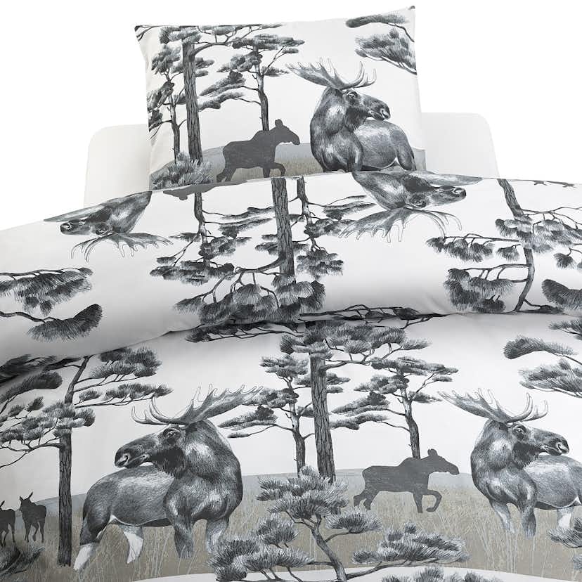 Påslakanset Borganäs of Sweden Älg Grå Enkelsäng