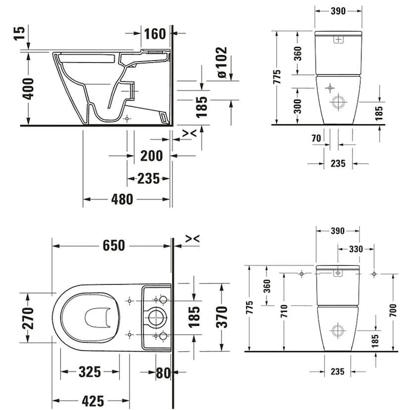 Toalettstol Duravit D-Neo 200209 Rimless med Mjukstängande Hårdsits