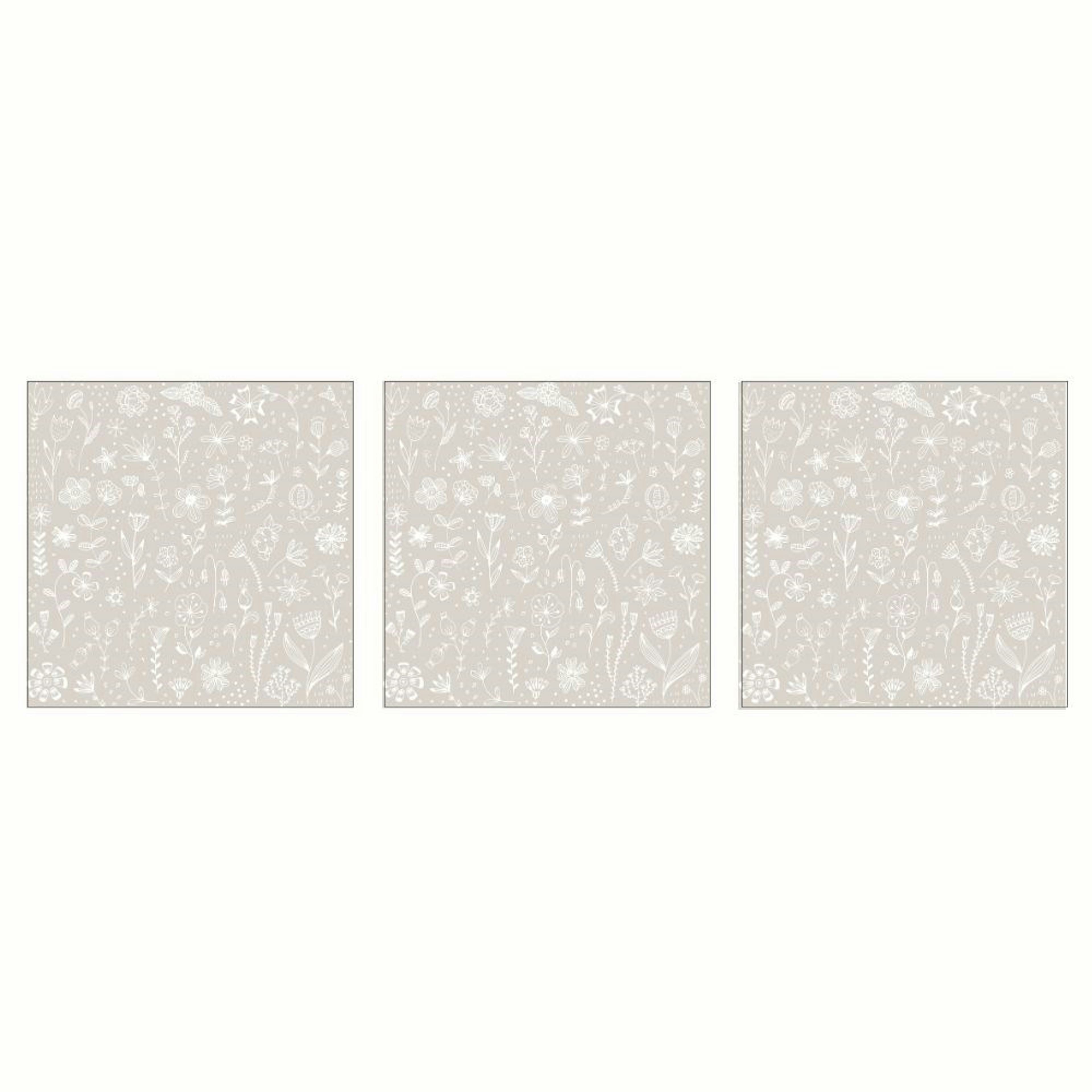 Servett Paperproducts Design Pure Flower 33x33 cm Taupe 3 st 20-pack