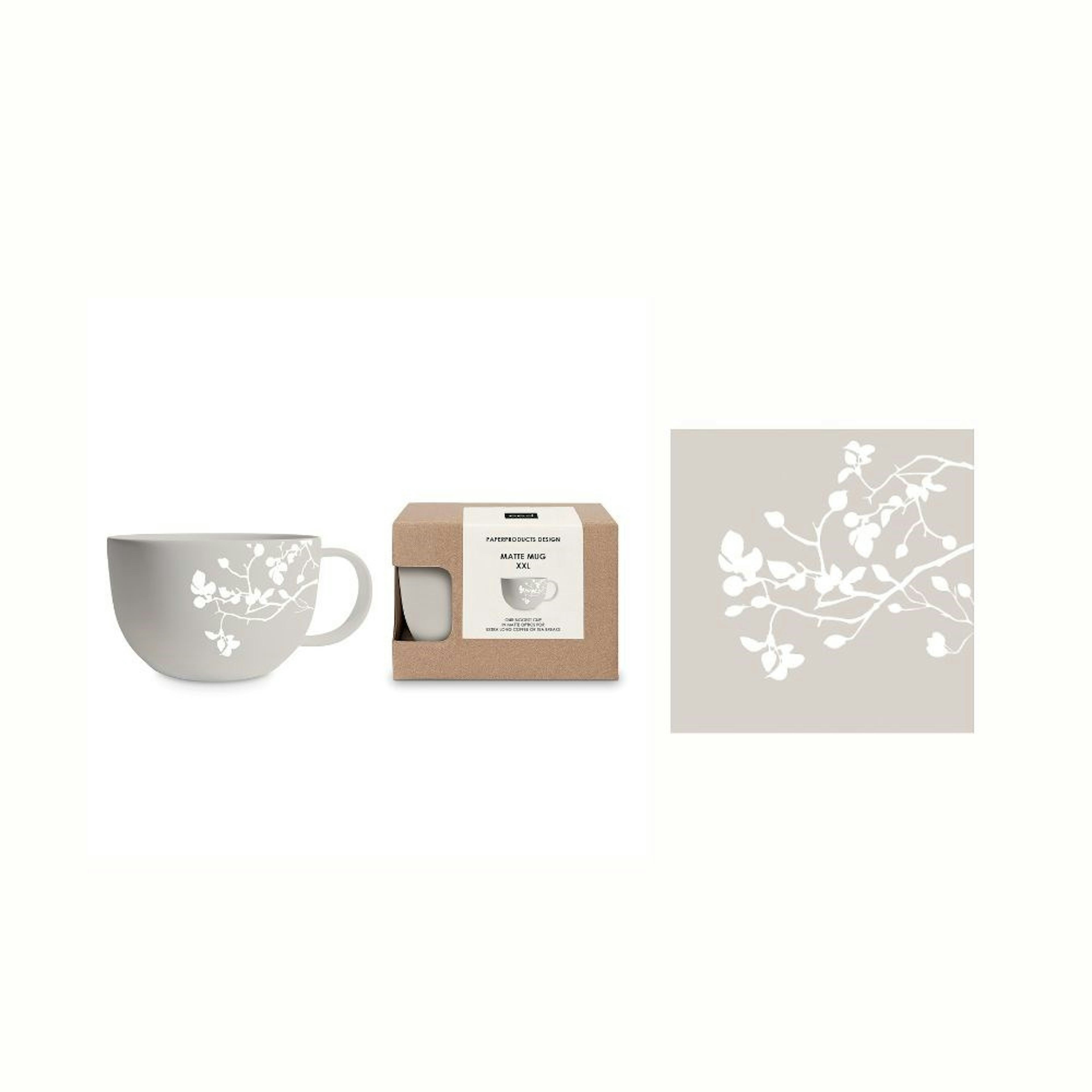 Gåvoset Paperproducts Design Pure Branch Mugg 55 cl + Servett Taupe
