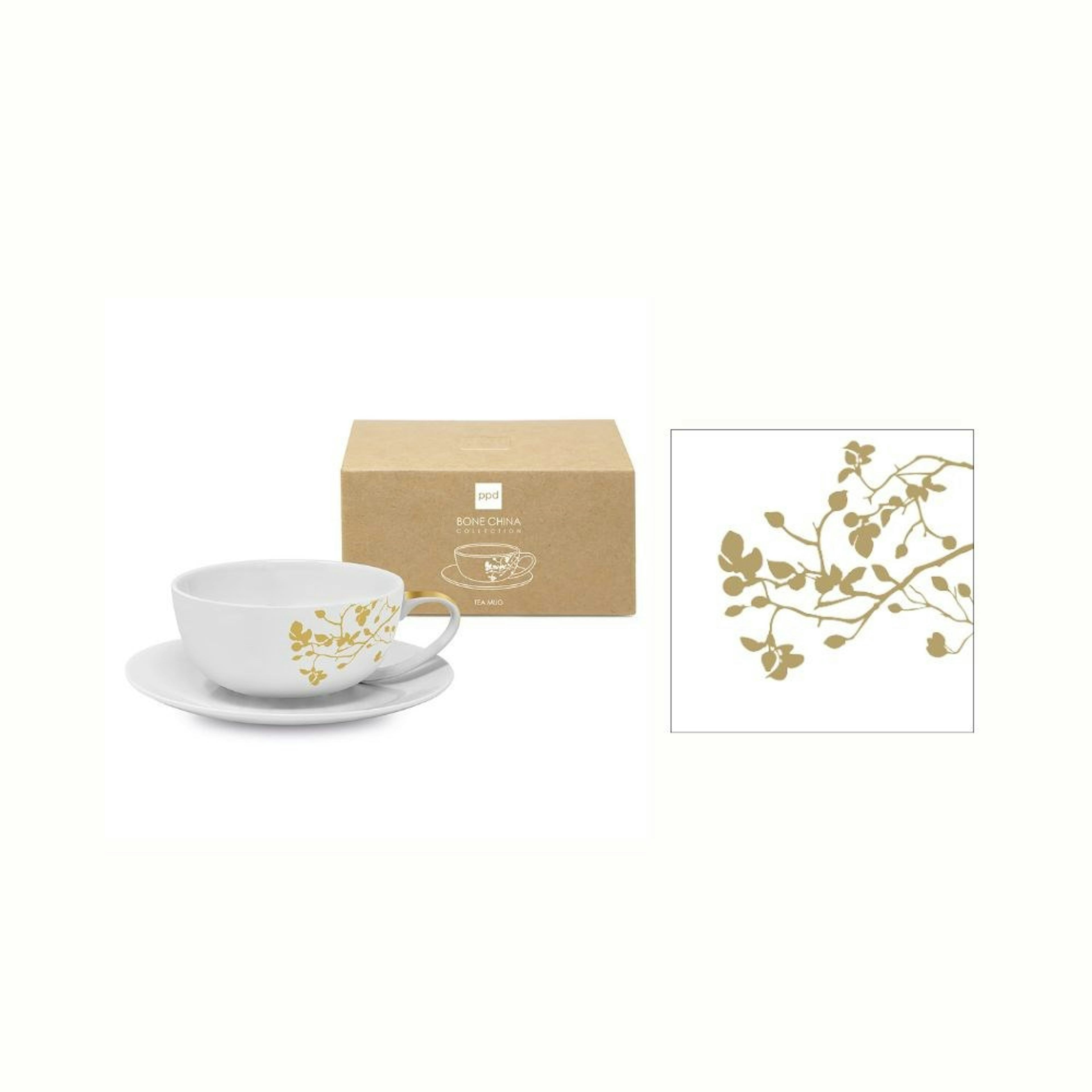 Gåvoset Paperproducts Design Pure Branch Temugg Guld 35 cl + Servett
